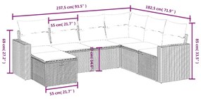 Set divani da giardino 7 pz con cuscini grigio in polyrattan