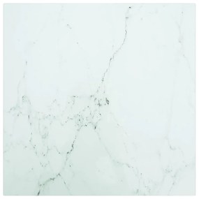 Piano Tavolo Bianco 40x40 Cm 6 Mm Vetro Temperato Design Marmo /