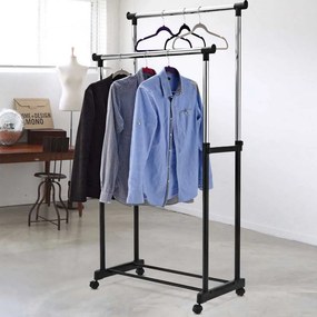 Stand Appendiabiti Doppio con Ruote Stender Regolabile in Altezza 80x40x160cm...