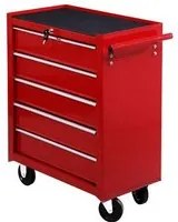 Carrello da Lavoro Cassettiera Porta Utensili Rosso 67.5x33x77 cm