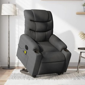 Poltrona Alzapersona Massaggi Elettrica Grigio Scuro Tessuto /