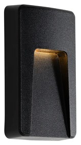 Lampada da parete esterna rettangolare nera incl. LED IP65 - Gem