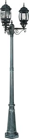 Lampione Storico con 3 Lanterne 215cm E27 IP54 Verde Anticato - Serie BELLINI