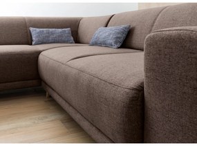 Divano angolare marrone allungabile e con contenitore (con penisola a sinistra/a L) Classy Sophie – Miuform