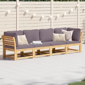 Set salotto da giardino 4pz con cuscini legno massello acacia