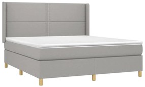 Letto a molle materasso e led grigio chiaro 180x200 cm tessuto