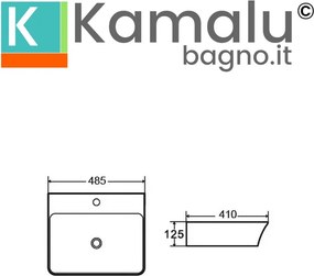 Lavabo bagno da appoggio design rettangolare 48.5 cm ceramica bianca | KL-4850 - KAMALU