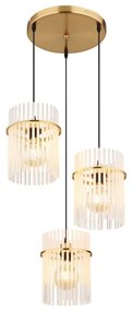 Globo 15698-3HRM - Lampadario a sospensione con filo GORLEY 3xE27/60W/230V diametro 47 cm oro