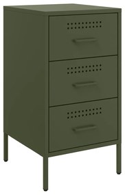 Comodino verde oliva 36x39x68 cm in acciaio laminato a freddo