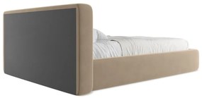 Letto matrimoniale imbottito marrone chiaro con contenitore con griglia 140x200 cm Kiana - Makamii