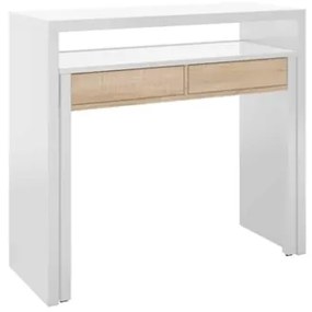 Scrivania Consolle Estraibile Salvaspazio 98x36x87 Cm Bianco E Rovere