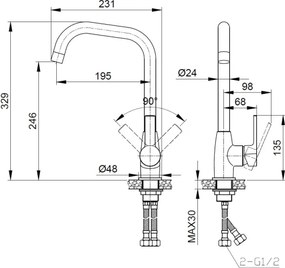 Miscelatore Lavello Cucina Cromato Canna Alta Tati Karag