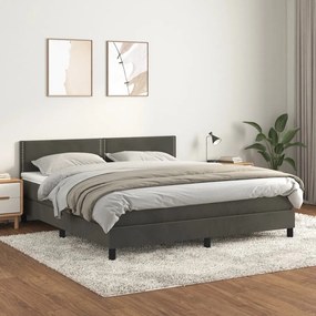 Giroletto A Molle Con Materasso Grigio Scuro 160x200 Cm Velluto /