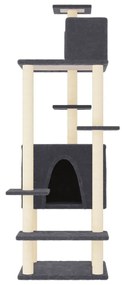 Albero per gatti con tiragraffi in sisal grigio scuro 154 cm