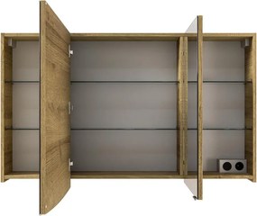 Specchio Contenitore Contea Con Illuminazione PELIPAL sinistro rovere riviera L 120 x H 70 x P 17 cm, completo di presa ed interuttore