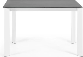 Kave Home - Tavolo allungabile Axis porcellanato Vulcano Roca gambe grigie acciaio bianche 120 (180)cm