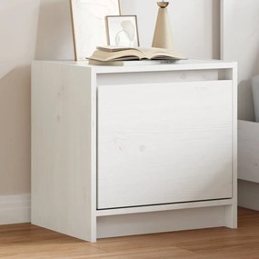 Comodino Bianco 40x30,5x40 Cm İn Legno Massello Di Pino /