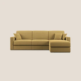 Best Divano letto angolare con penisola in tessuto smacchiabile QuickClean T08 giallo 298 cm Sinistro (mat. 160x197)