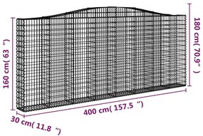 Cesti Gabbioni ad Arco 5 pz 400x30x160/180 cm Ferro Zincato