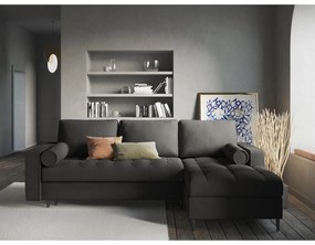 Divano letto angolare grigio scuro, angolo destro Santo - Milo Casa