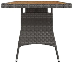 Tavolo giardino grigio 130x70x72cm polyrattan e massello acacia