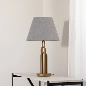 Avonni Lampada da tavolo Lazar, grigio/oro antico, altezza 65 cm tessuto/metallo