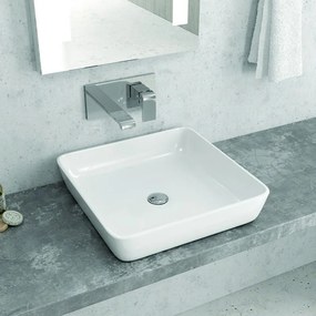 Lavabo bagno quadrato in ceramica bianca lucida | Litos-P105 - KAMALU