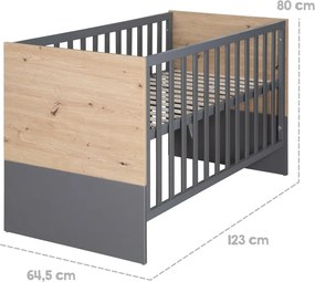 Lettino grigio/di colore naturale 60x120 cm Anna – Roba