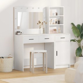 Set di 2 pezzi di toeletta  con led in legno ingegnerizzato bianco