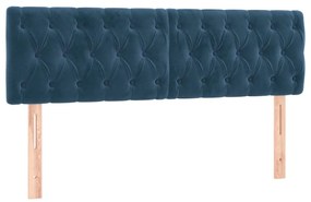 Testiera a led blu scuro 160x7x78/88 cm in velluto