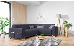 Divano angolare color antracite allungabile e con contenitore (con penisola a destra/a L) Classy Sophie – Miuform