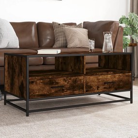 Tavolino Rovere Fumo 100x50x45cm İn Legno Multistrato E Metallo /