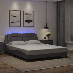 Giroletto Con Luci Led Grigio 160x200 Cm İn Similpelle /