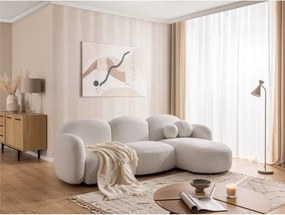 Divano angolare color crema (con penisola a destra/con chaise lounge) con rivestimento in bouclé Orbit – Ropez