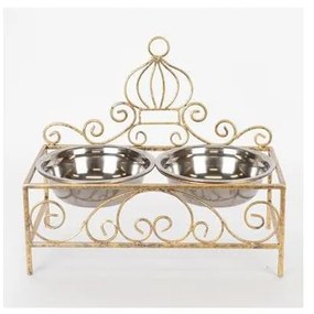 Supporto con due ciotole in acciaio inox