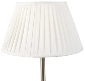 Lampada da tavolo acciaio paralume plissettato bianco 35 cm SIMPLO