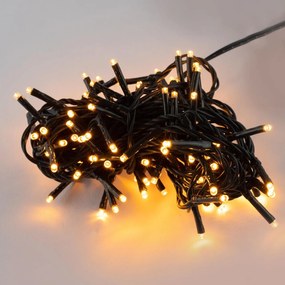 Catenaria Natalizia LED 33m MONOFLASH Cavo VERDE IP44 Colore Bianco Caldo 2600 °K