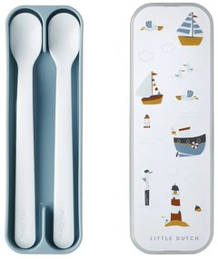 Posate di plastica per bambini in bianco e azzurro 2 pz. Sailors bay - Mepal