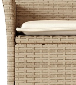 Set pranzo da giardino 7 pz con cuscini beige polyrattan acacia