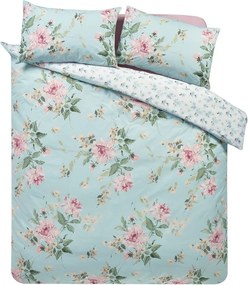 Set copripiumino e federa blu per letto matrimoniale 3 pezzi 200x200 cm Avebury Floral – Catherine Lansfield