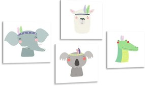 Set di quadri – Animali con piuma indiana