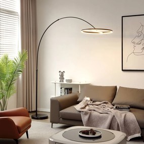 Lampada ad arco Virvera Lucande, Nero, Soggiorno / Sala da pranzo, Alluminio, Moderno, Lampada da terra