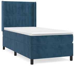 Giroletto a molle con materasso blu scuro 100x200 cm in velluto