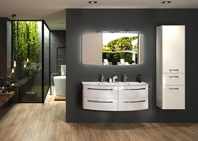 Mobile sottolavabo e lavabo Imagine bianco lucido L 130 x H 48 x P 48 cm 2 vasche 4 cassetti