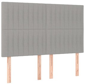 Testiera a led grigio chiaro 144x5x118/128 cm in tessuto