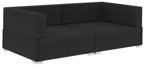 Poltrone modulari ad angolo con cuscini 2 pz polyrattan nero