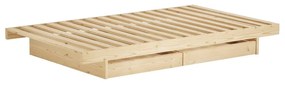Letto singolo in legno di pino con contenitore con griglia colorata naturale 90x200 cm Kanso - Karup Design
