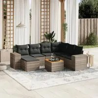 Set Divano da Giardino 8 pz con Cuscini Grigio in Polyrattan 3257894