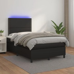 Giroletto A Molle Con Materasso E Led Nero 120x200cm Similpelle /