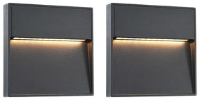 Lampade Da Parete Da Esterno A Led 2 Pz 3 W Nere Quadrate /